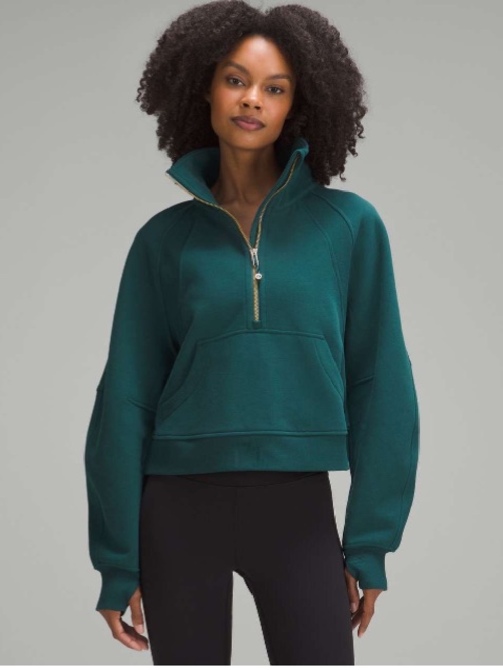 Lululemon Green Gym Scuba Oversized Funnel Neck Half Zip Sweatshirt XS / Small